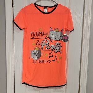 Angel Face Orange and Black Nightgown with Playful Graphics